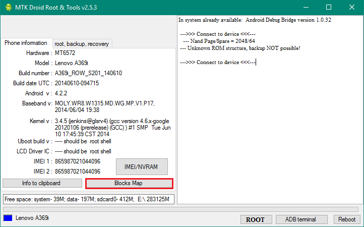 MTKDroidTool showing phone information