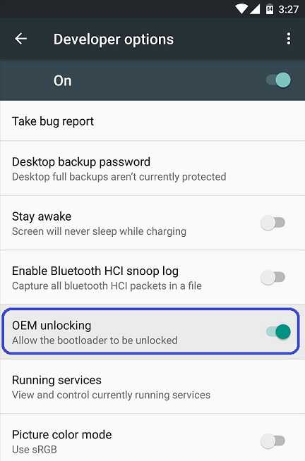 how to or where to enable OEM unlock