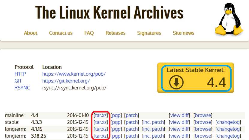 Linux kernel download link