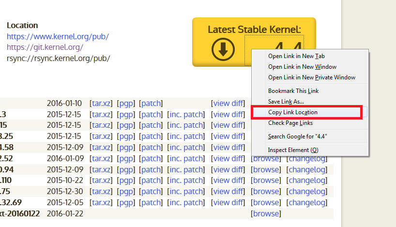 copy kernel tarball download link