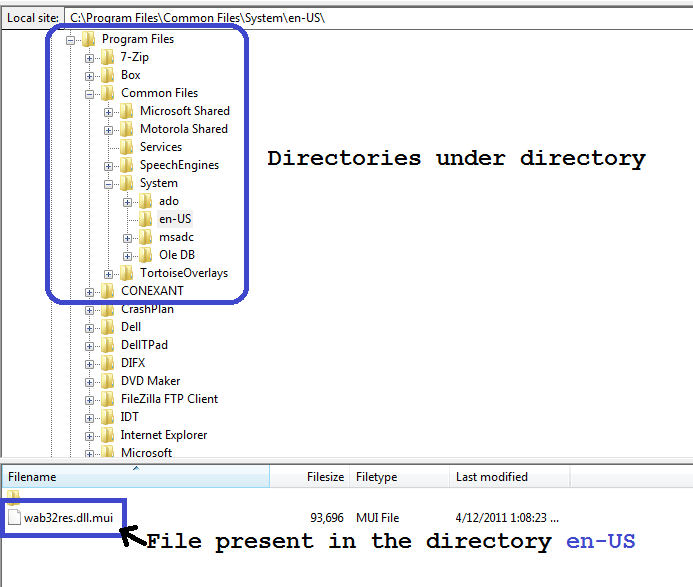 file and directory layout
