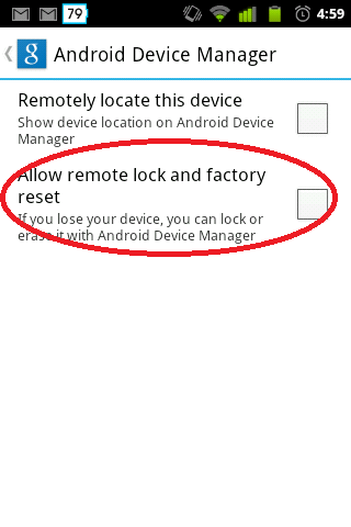 uncheck remote lock factory reset
