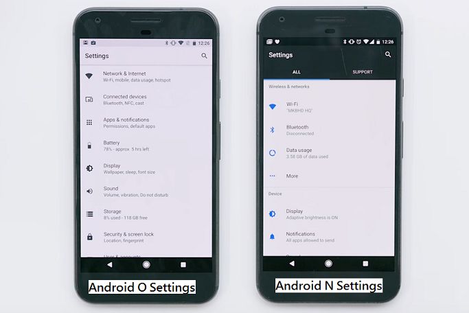 New Settings on Android Oreo