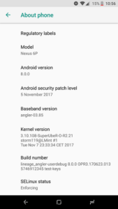 Nexus 6p LineageOS 15 Oreo Screenshot