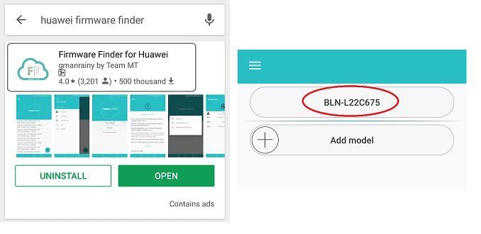Open Huawei FF App and select the Honor or Huawei Model