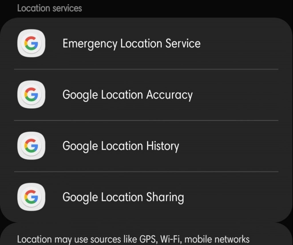 Additional settings in Location