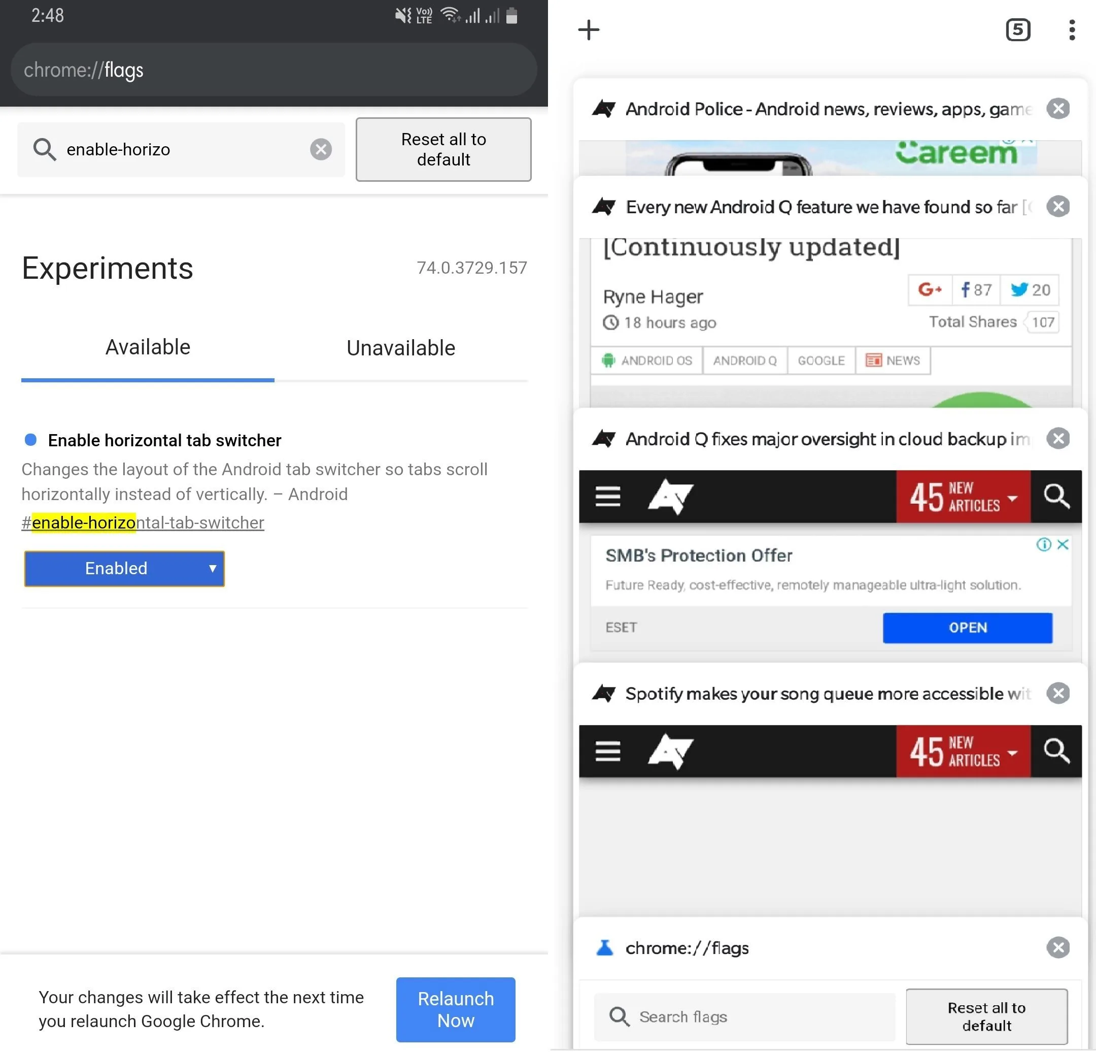 Horizontal Tab Switcher flag
