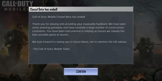 Call of Duty Mobile Closed BETA Shutdown