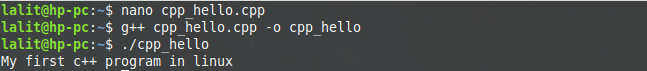 compile the c++ code in a terminal in linux
