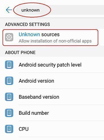 Enable Unknown apps on Android Nougat and lower