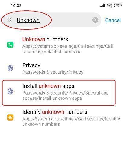 Enable Unknown apps on Android Oreo and later