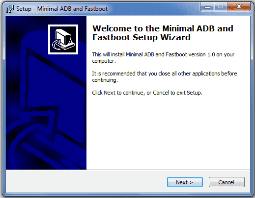 Click on Next to install Minimal ADB and Fastboot