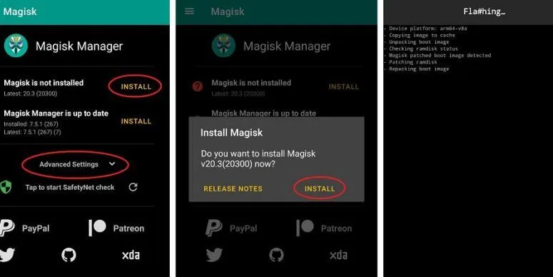 boot image patching with Magisk