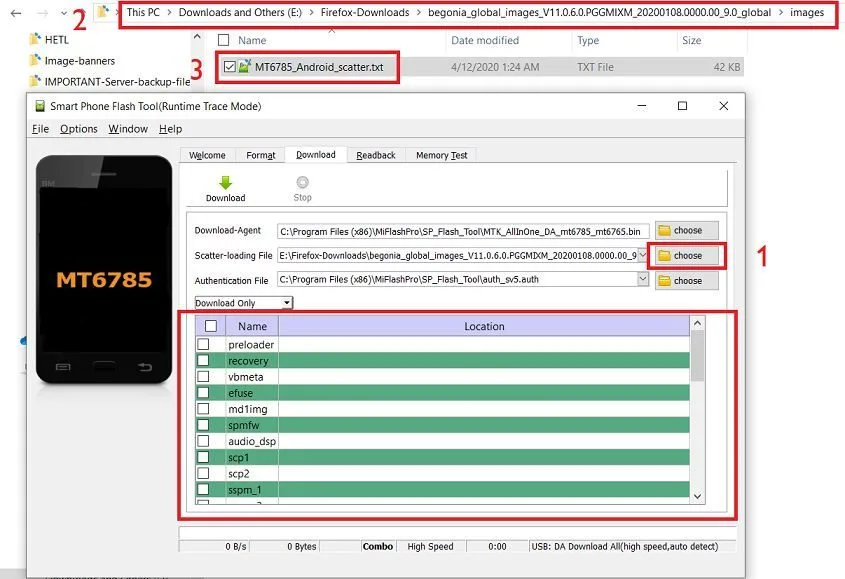 Select the MT6785 scatter file