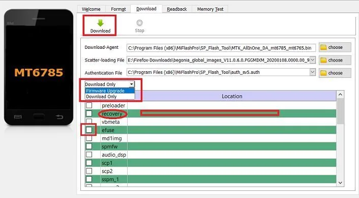 Select firmware upgrade and download