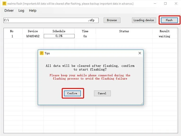 Flash RealmeUI firmware using Realme Flash Tool