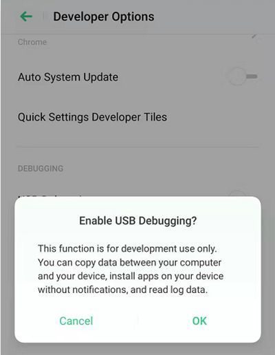 Enable USB Debugging on OPPO phone