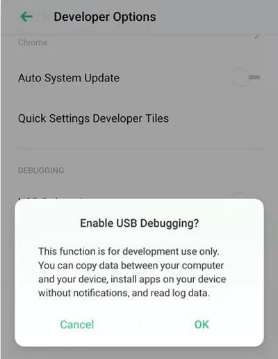 Enable USB Debugging on OPPO phone