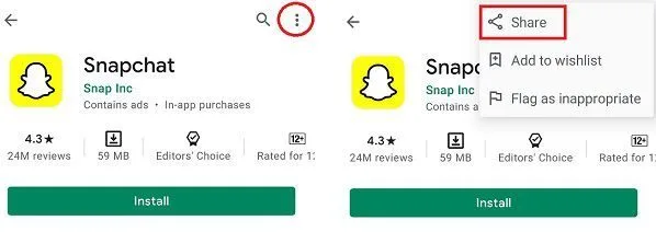 select 3 dots and click on share