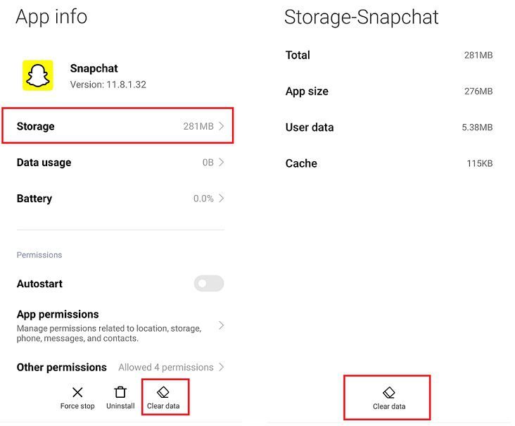 Snapchat clear cache