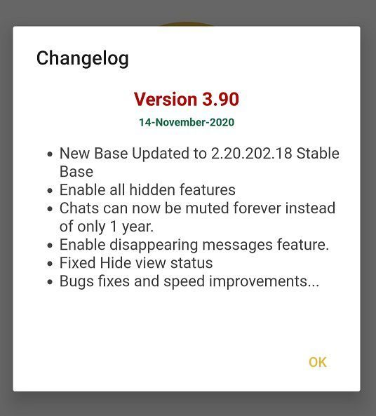 Changelog of SAWhatsApp