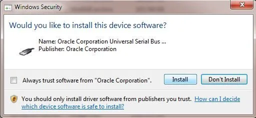 USB driver installation