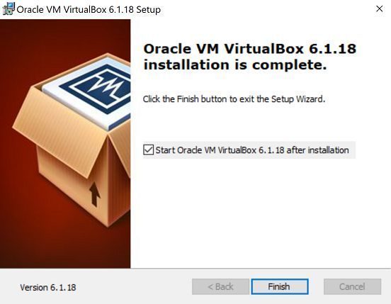 Finish VirtualBox installation