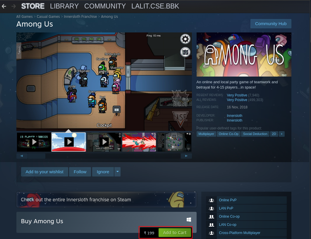 Among us on Linux through Steam Play
