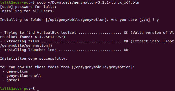 install genymotion linux