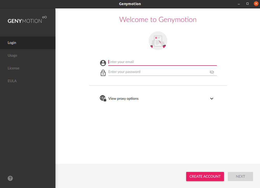 login page genymotion