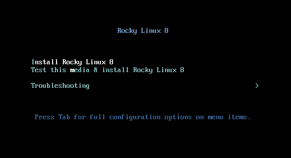 rocky linux install menu