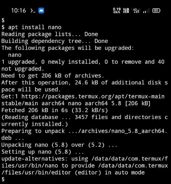 install package using termux