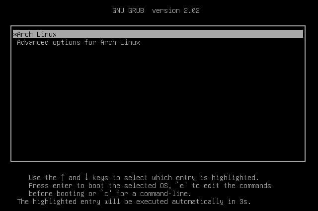 grub boot loader arch linux