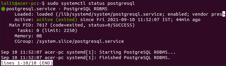postgresql status