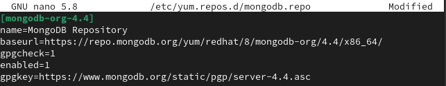 mongodb yum configuration file