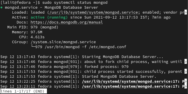 mongod status