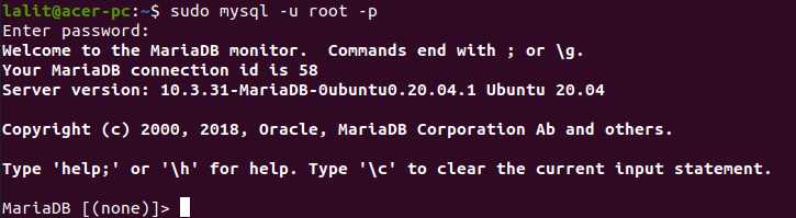 mariadb prompt