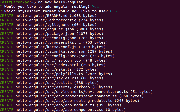 create angular application