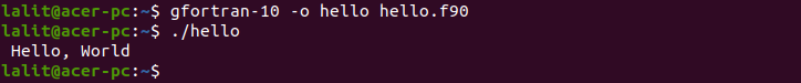 hello world output