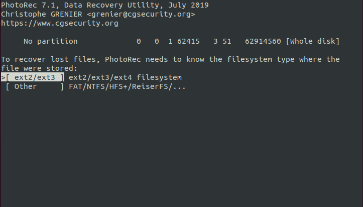 select filesystem