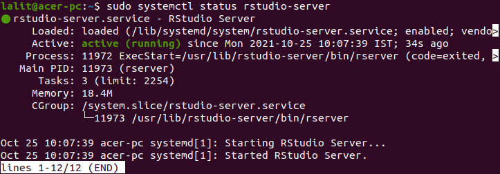 rstudio server status