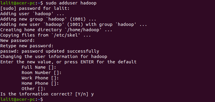 add hadoop user