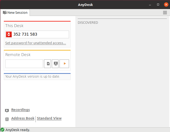 Anydesk interface