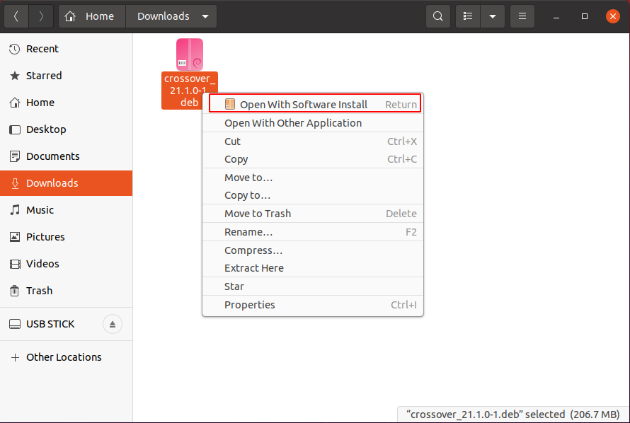 open with software install