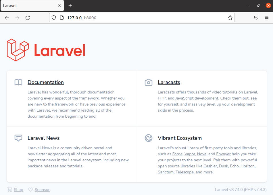 laravel page