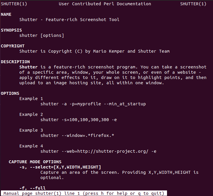 man page shutter