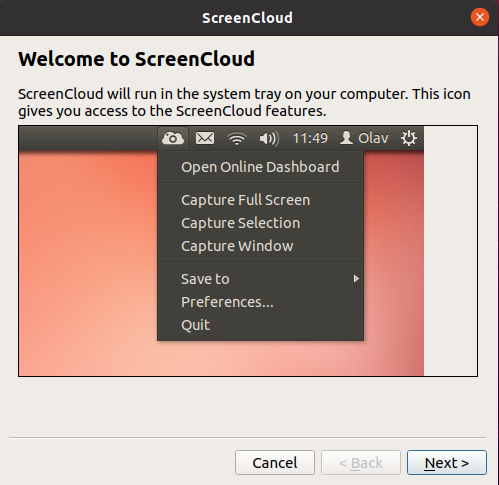 screencloud welcome page