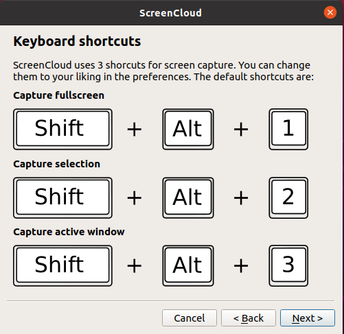 screencloud shortcuts