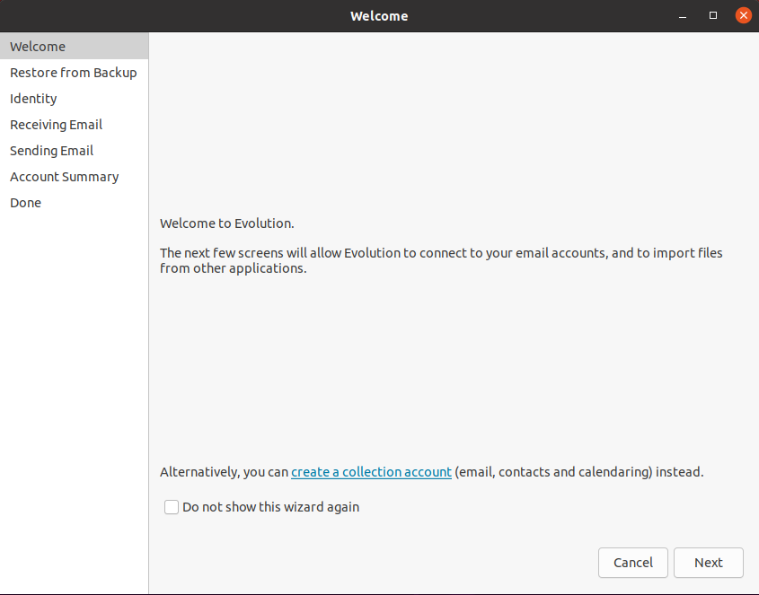 evolution welcome screen