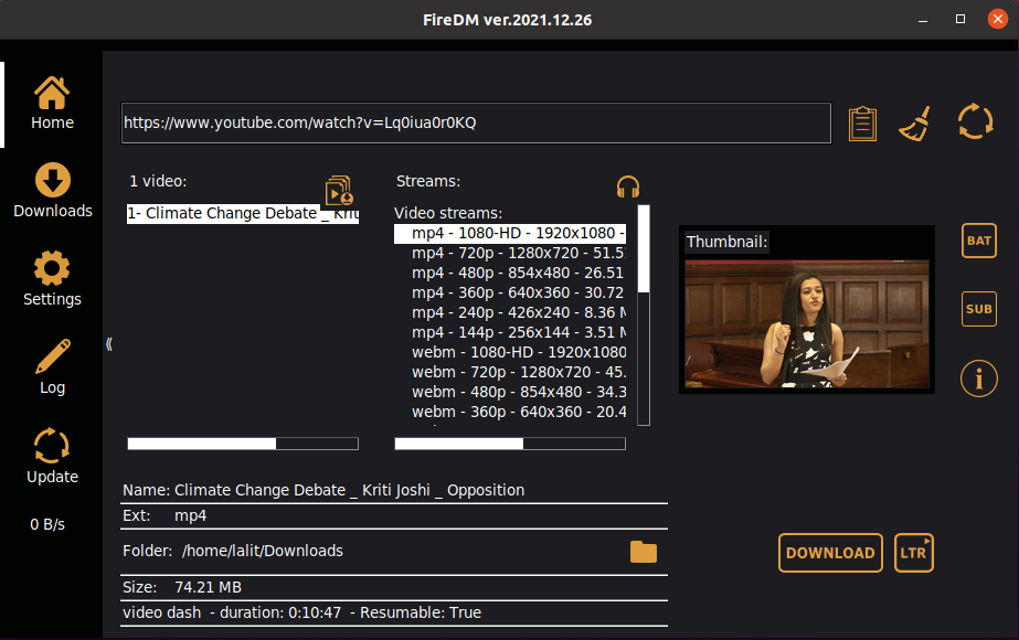 user interface firedm
